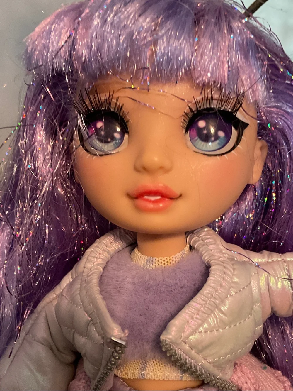 Rainbow Purple Hair Fashion Doll in Lavender Outfit